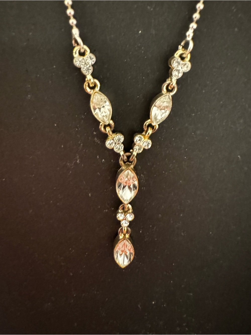 Monet Vintage Crystal Drop Pendant Necklace